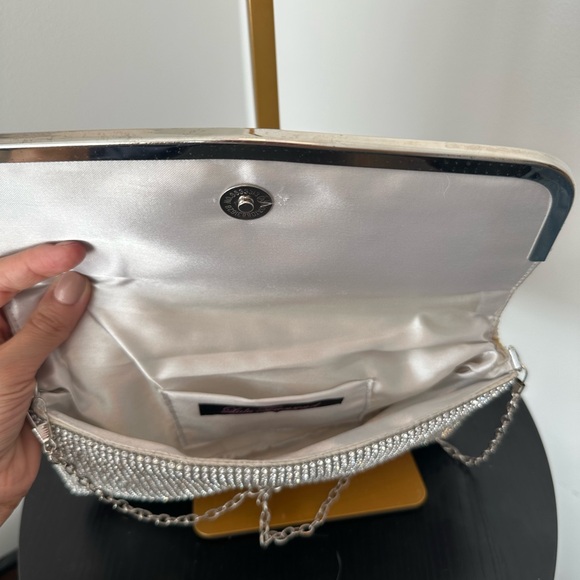 Lulu Townsend Rhinestone Silver Sparkly Beaded handbag purse clutch Crossbody - Picture 4 of 4